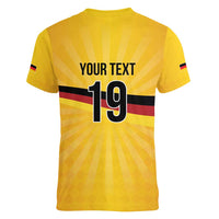 Custom Germany Heritage Eagle Women V-Neck T-Shirt German Eagle with Flag Design - Wonder Print Shop