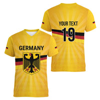 Custom Germany Heritage Eagle Women V-Neck T-Shirt German Eagle with Flag Design - Wonder Print Shop