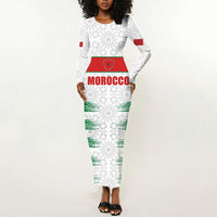 Custom Morocco Football Long Sleeve Bodycon Dress Road To Football Glory - Wonder Print Shop