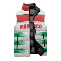 Custom Morocco Football Sleeveless Puffer Jacket Road To Football Glory - Wonder Print Shop