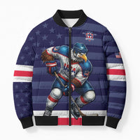 Custom USA Ice Hockey Bomber Puffer Jacket United States Eagle Mascot Style