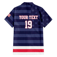 Custom USA Ice Hockey Family Matching Off The Shoulder Long Sleeve Dress and Hawaiian Shirt United States Eagle Mascot Style