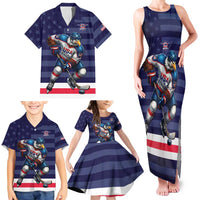 Custom USA Ice Hockey Family Matching Tank Maxi Dress and Hawaiian Shirt United States Eagle Mascot Style