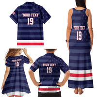 Custom USA Ice Hockey Family Matching Tank Maxi Dress and Hawaiian Shirt United States Eagle Mascot Style