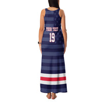 Custom USA Ice Hockey Family Matching Tank Maxi Dress and Hawaiian Shirt United States Eagle Mascot Style