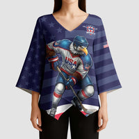 Custom USA Ice Hockey Kimono Sleeve Blouse United States Eagle Mascot Style