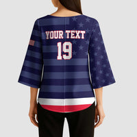 Custom USA Ice Hockey Kimono Sleeve Blouse United States Eagle Mascot Style