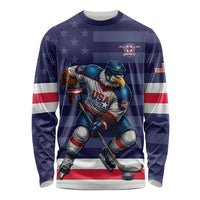 Custom USA Ice Hockey Long Sleeve Shirt United States Eagle Mascot Style
