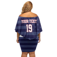 Custom USA Ice Hockey Off Shoulder Short Dress United States Eagle Mascot Style