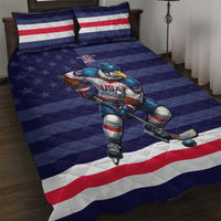 USA Ice Hockey Quilt Bed Set United States Eagle Mascot Style