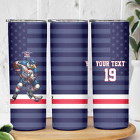 Custom USA Ice Hockey Skinny Tumbler United States Eagle Mascot Style