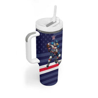 Custom USA Ice Hockey Tumbler With Handle United States Eagle Mascot Style