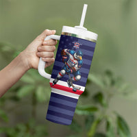 Custom USA Ice Hockey Tumbler With Handle United States Eagle Mascot Style