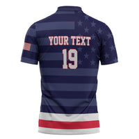 Custom USA Ice Hockey Zipper Polo Shirt United States Eagle Mascot Style