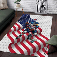 USA Ice Hockey Area Rug Eagle Mascot Stars and Stripes Design