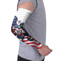 Custom USA Ice Hockey Arm Sleeves Eagle Mascot Stars and Stripes Design
