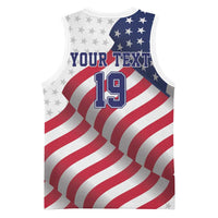 Custom USA Ice Hockey Basketball Jersey Eagle Mascot Stars and Stripes Design
