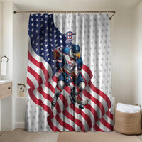 USA Ice Hockey Bathroom Set Eagle Mascot Stars and Stripes Design