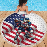 USA Ice Hockey Beach Blanket Eagle Mascot Stars and Stripes Design