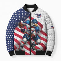 Custom USA Ice Hockey Bomber Puffer Jacket Eagle Mascot Stars and Stripes Design