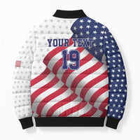 Custom USA Ice Hockey Bomber Puffer Jacket Eagle Mascot Stars and Stripes Design
