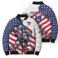 Custom USA Ice Hockey Bomber Puffer Jacket Eagle Mascot Stars and Stripes Design