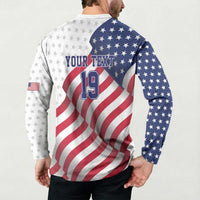 Custom USA Ice Hockey Button Sweatshirt Eagle Mascot Stars and Stripes Design