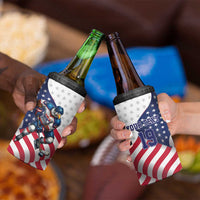 Custom USA Ice Hockey 4 in 1 Can Cooler Tumbler Eagle Mascot Stars and Stripes Design