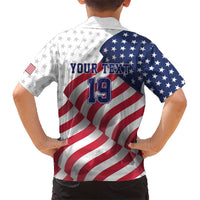 Custom USA Ice Hockey Family Matching Long Sleeve Bodycon Dress and Hawaiian Shirt Eagle Mascot Stars and Stripes Design