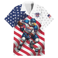 Custom USA Ice Hockey Family Matching Long Sleeve Bodycon Dress and Hawaiian Shirt Eagle Mascot Stars and Stripes Design