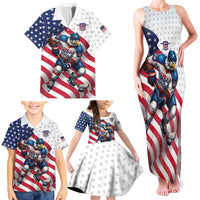 Custom USA Ice Hockey Family Matching Tank Maxi Dress and Hawaiian Shirt Eagle Mascot Stars and Stripes Design