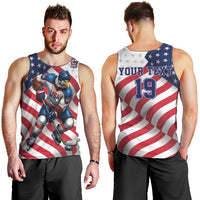 Custom USA Ice Hockey Men Tank Top Eagle Mascot Stars and Stripes Design