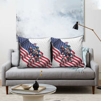 USA Ice Hockey Pillow Cover Eagle Mascot Stars and Stripes Design