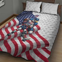 USA Ice Hockey Quilt Bed Set Eagle Mascot Stars and Stripes Design