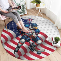 USA Ice Hockey Round Carpet Eagle Mascot Stars and Stripes Design