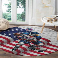 USA Ice Hockey Round Carpet Eagle Mascot Stars and Stripes Design