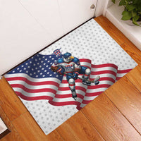 USA Ice Hockey Rubber Doormat Eagle Mascot Stars and Stripes Design