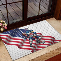 USA Ice Hockey Rubber Doormat Eagle Mascot Stars and Stripes Design