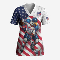 Custom USA Ice Hockey Scrub Top Eagle Mascot Stars and Stripes Design