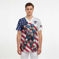 Custom USA Ice Hockey Scrub Top Eagle Mascot Stars and Stripes Design