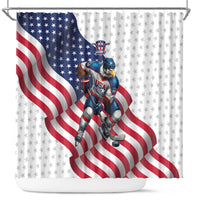 USA Ice Hockey Shower Curtain Eagle Mascot Stars and Stripes Design