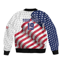 Custom USA Ice Hockey Sleeve Zip Bomber Jacket Eagle Mascot Stars and Stripes Design
