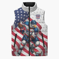 Custom USA Ice Hockey Sleeveless Puffer Jacket Eagle Mascot Stars and Stripes Design