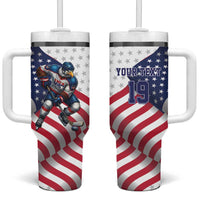 Custom USA Ice Hockey Tumbler With Handle Eagle Mascot Stars and Stripes Design