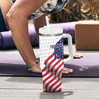 Custom USA Ice Hockey Tumbler With Handle Eagle Mascot Stars and Stripes Design
