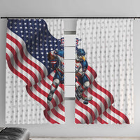 USA Ice Hockey Window Curtain Eagle Mascot Stars and Stripes Design