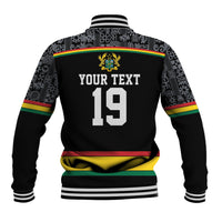 Custom World Football 2026 Ghana Baseball Jacket Black Star Adinkra Heritage Black Version