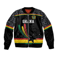 Custom World Football 2026 Ghana Bomber Jacket Black Star Adinkra Heritage Black Version