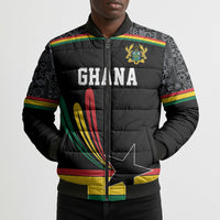 Custom World Football 2026 Ghana Bomber Puffer Jacket Black Star Adinkra Heritage Black Version