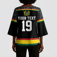 Custom World Football 2026 Ghana Kimono Sleeve Blouse Black Star Adinkra Heritage Black Version